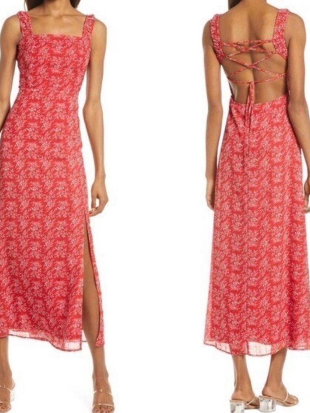 Red Floral Maxi Dress - Unbranded